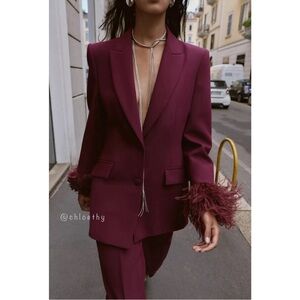 Zara FEATHER CUFF BLAZER